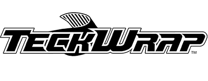 TeckWrap logo with a black and white abstract design over the letters and a TM symbol.