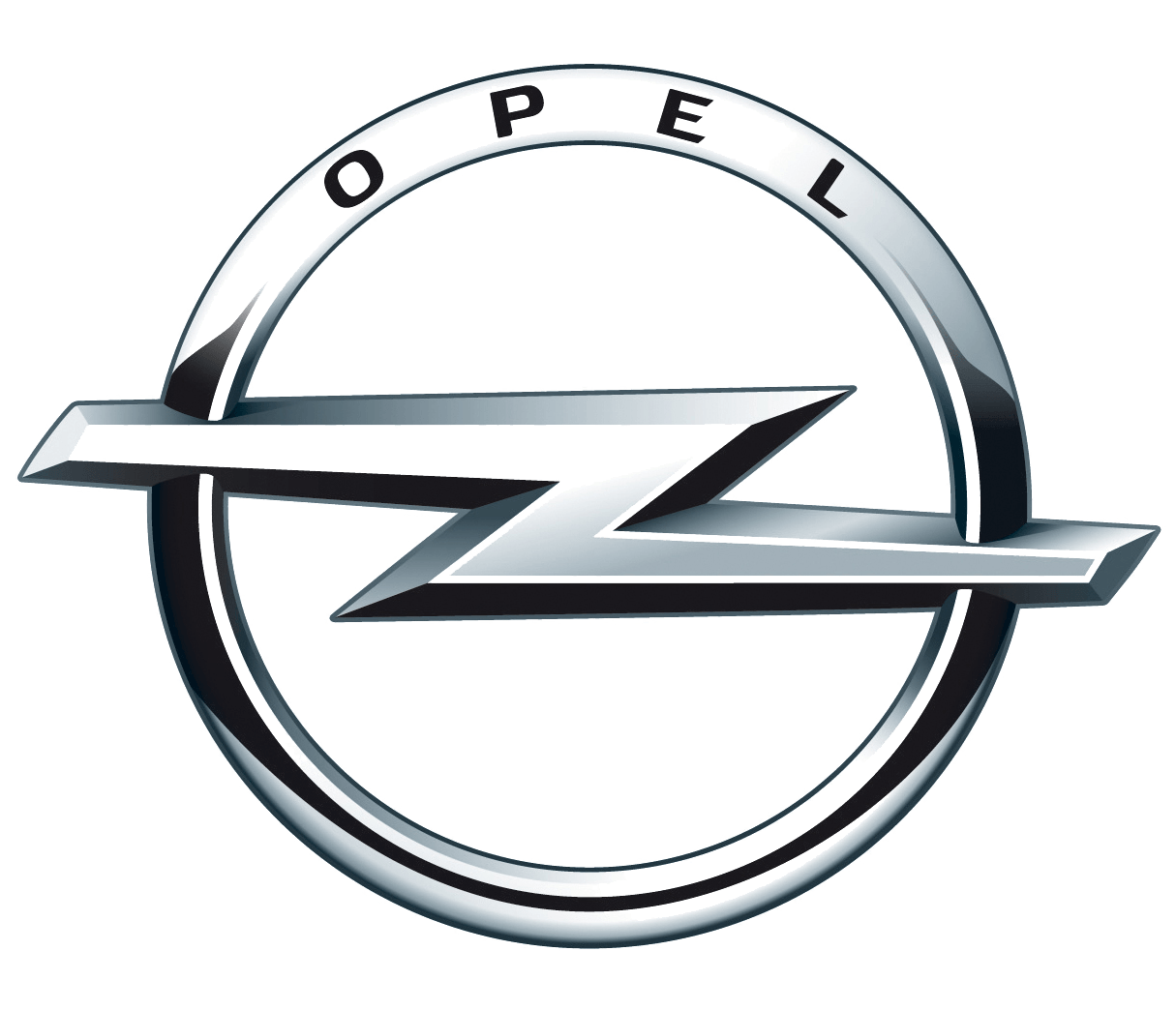 Opel car logo: silver lightning bolt inside a silver circle, with 