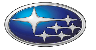 Subaru logo: five stars in a blue oval, silver border.