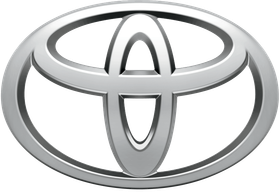 Toyota logo, silver metallic oval with three overlapping ovals forming 