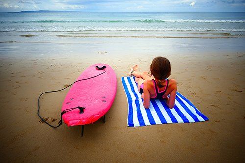 Women relaxing at the beach