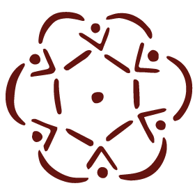 Eine Kombination aus Linien und Punkten, die an im Kreis stehende Menschen erinnert