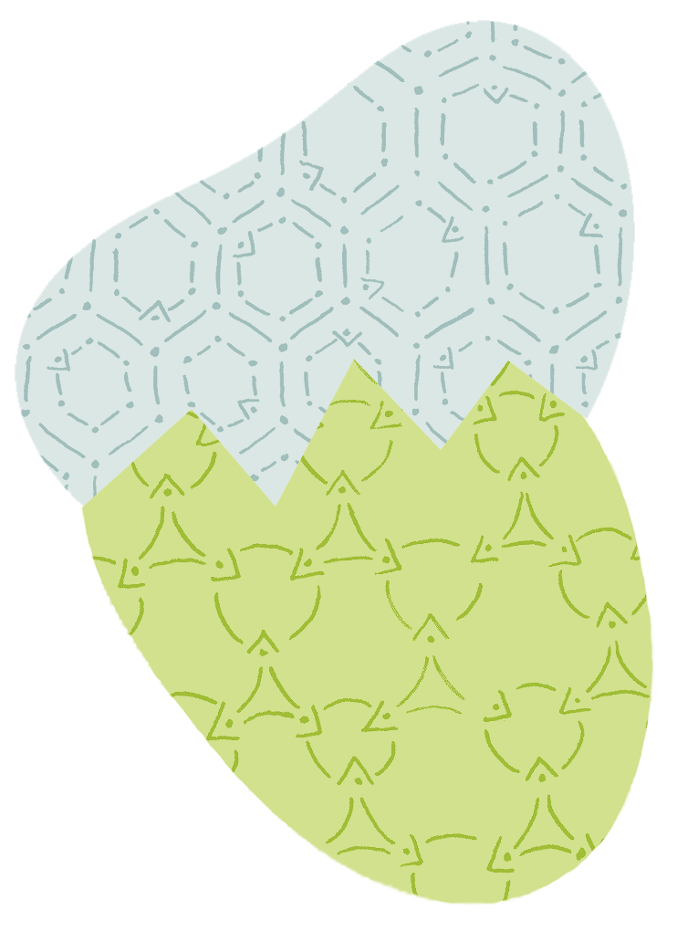 Ein blaues und grünes geometrisches Muster auf weißem Hintergrund