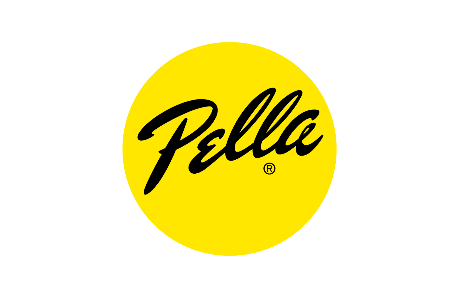 A yellow circle with the word pella on it