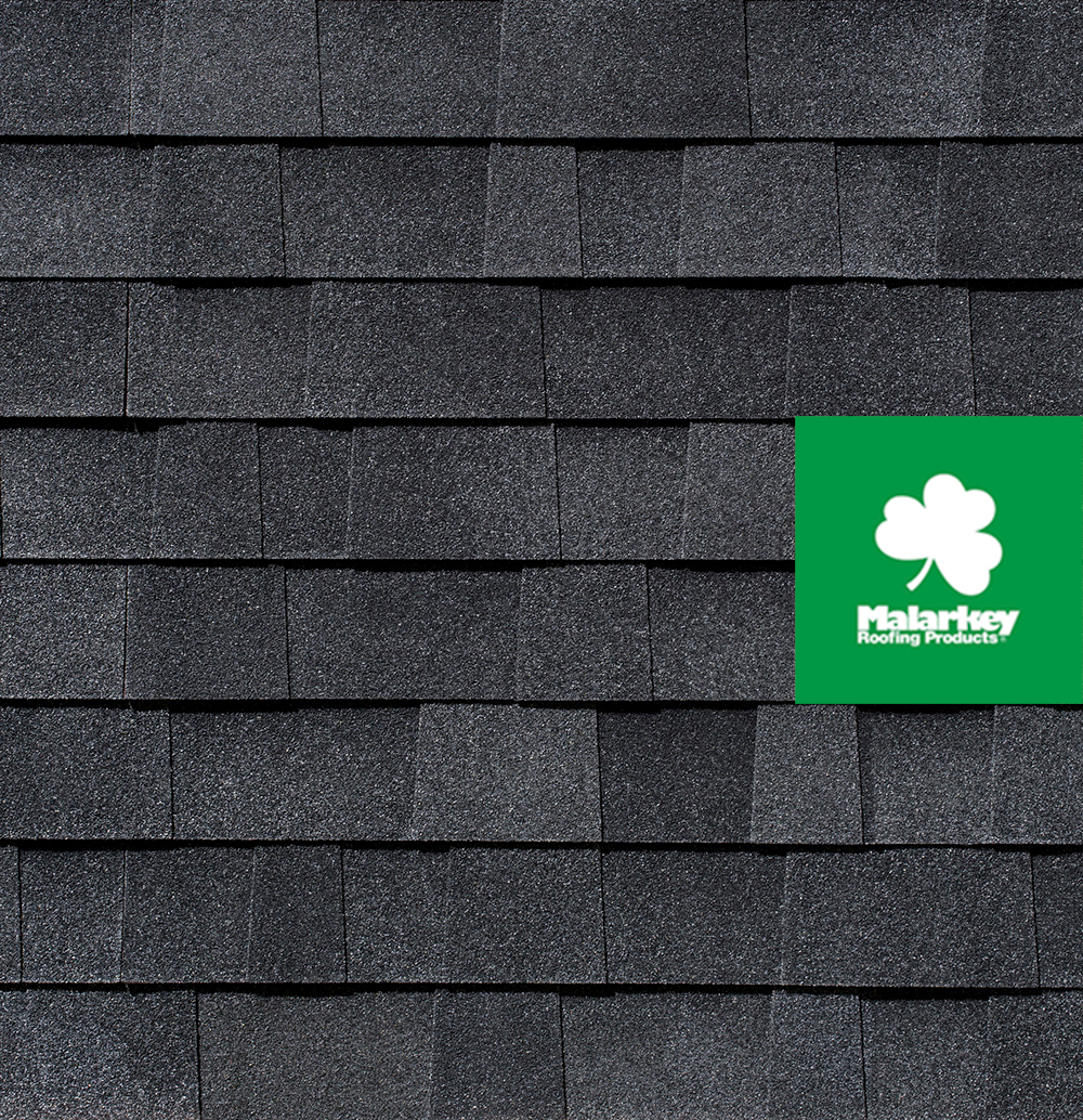 A black roof with a green malvern logo