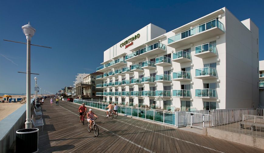 Boardwalk view of the Hotel and Condos