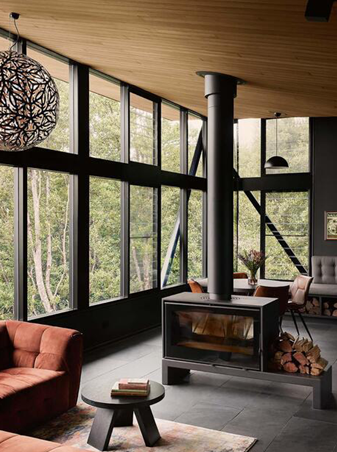 Cozy Modern Living Room With Large Windows Overlooking a Forest — Architectural Glass Solutions QLD in Cooroy, QLD
