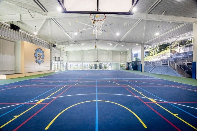 There is a Basketball Hoop in the Middle of the Court — Architectural Glass Solutions QLD in Cooroy, QLD