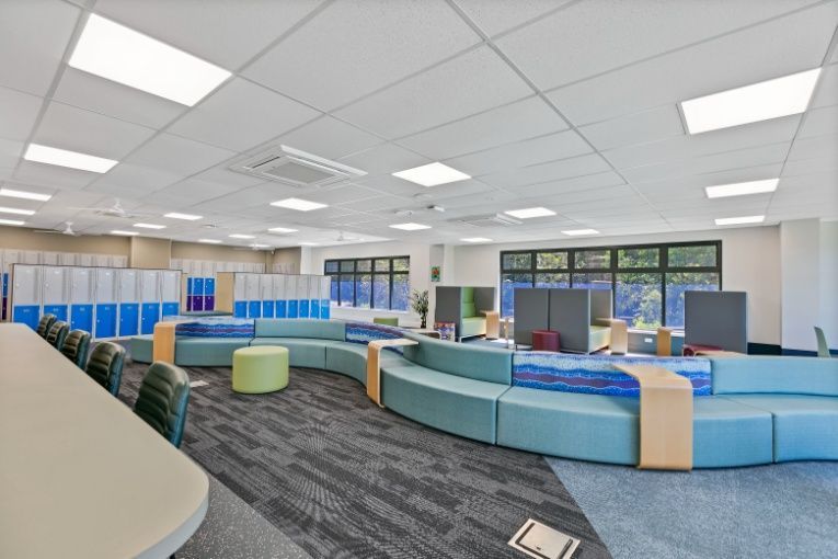 A Large Room With a Lot of Furniture and Lockers — Architectural Glass Solutions QLD in Cooroy, QLD