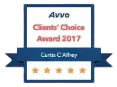 A badge that says avvo clients choice award 2017 curtis c alfrey