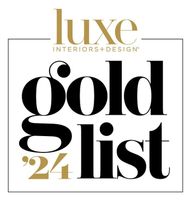 The logo for the luxe interiors and design gold list