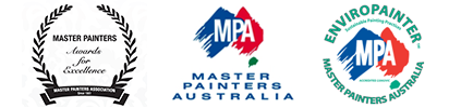 three logos for mpa master painters australia
