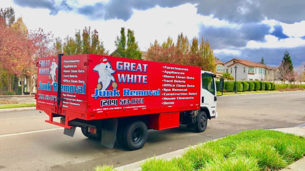 Right Side of Junk Removal Truck — Stockton, CA — Great White Junk Removal