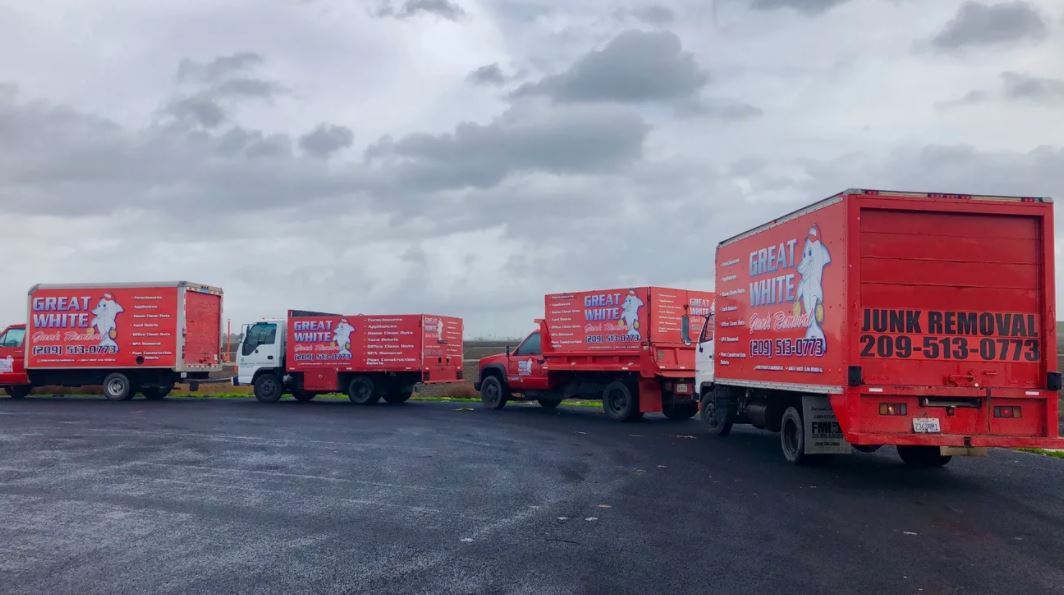 Great White Junk Removal Trucks — Stockton, CA — Great White Junk Removal