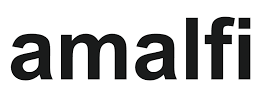 The word amalfi is written in black on a white background.