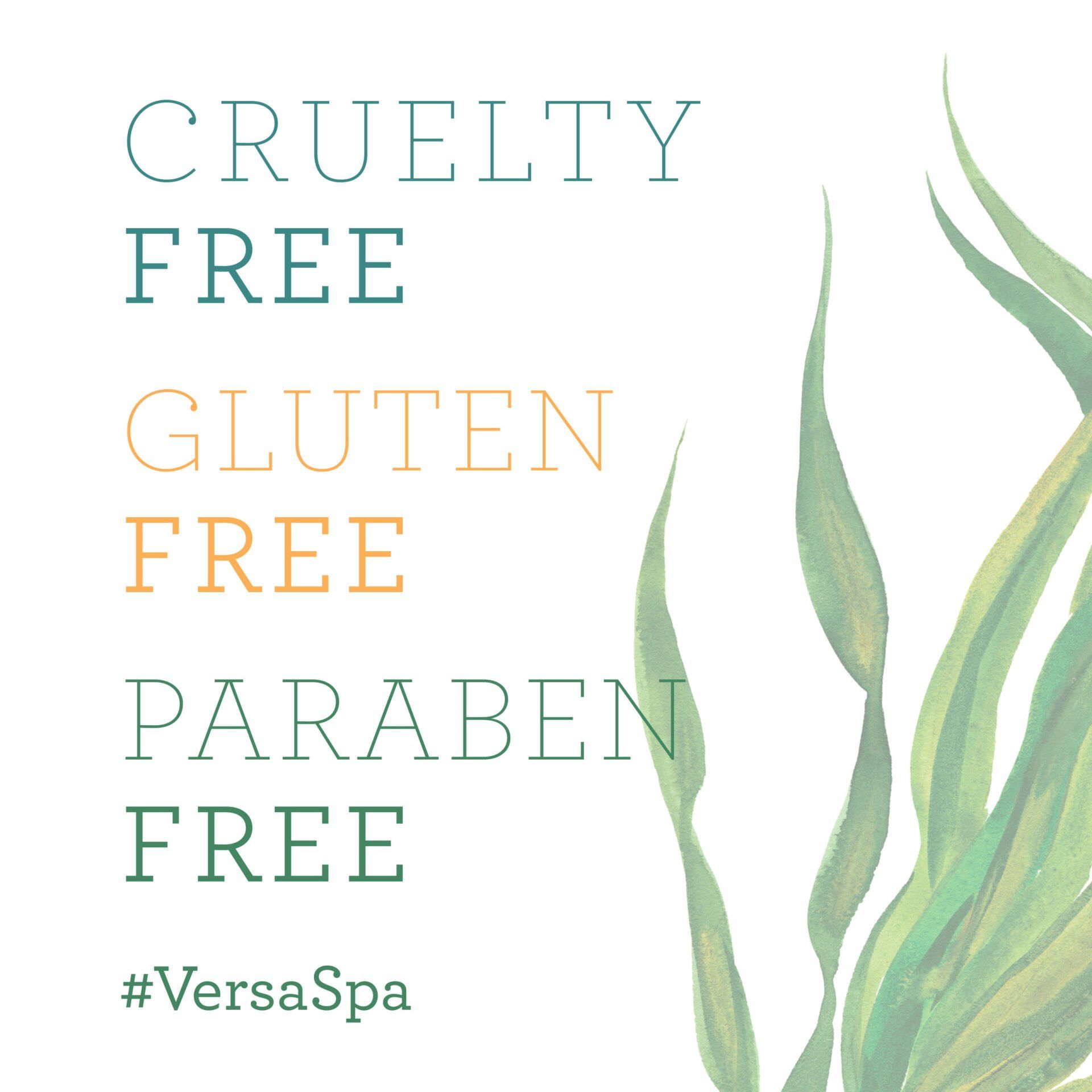 A poster that says cruelty free gluten free paraben free