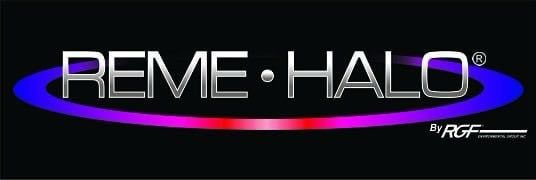 A reme halo logo that is purple and blue