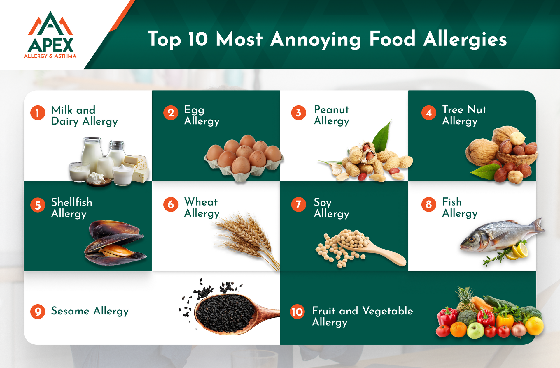 A list of the top ten most spookiest food allergies that most people deal with