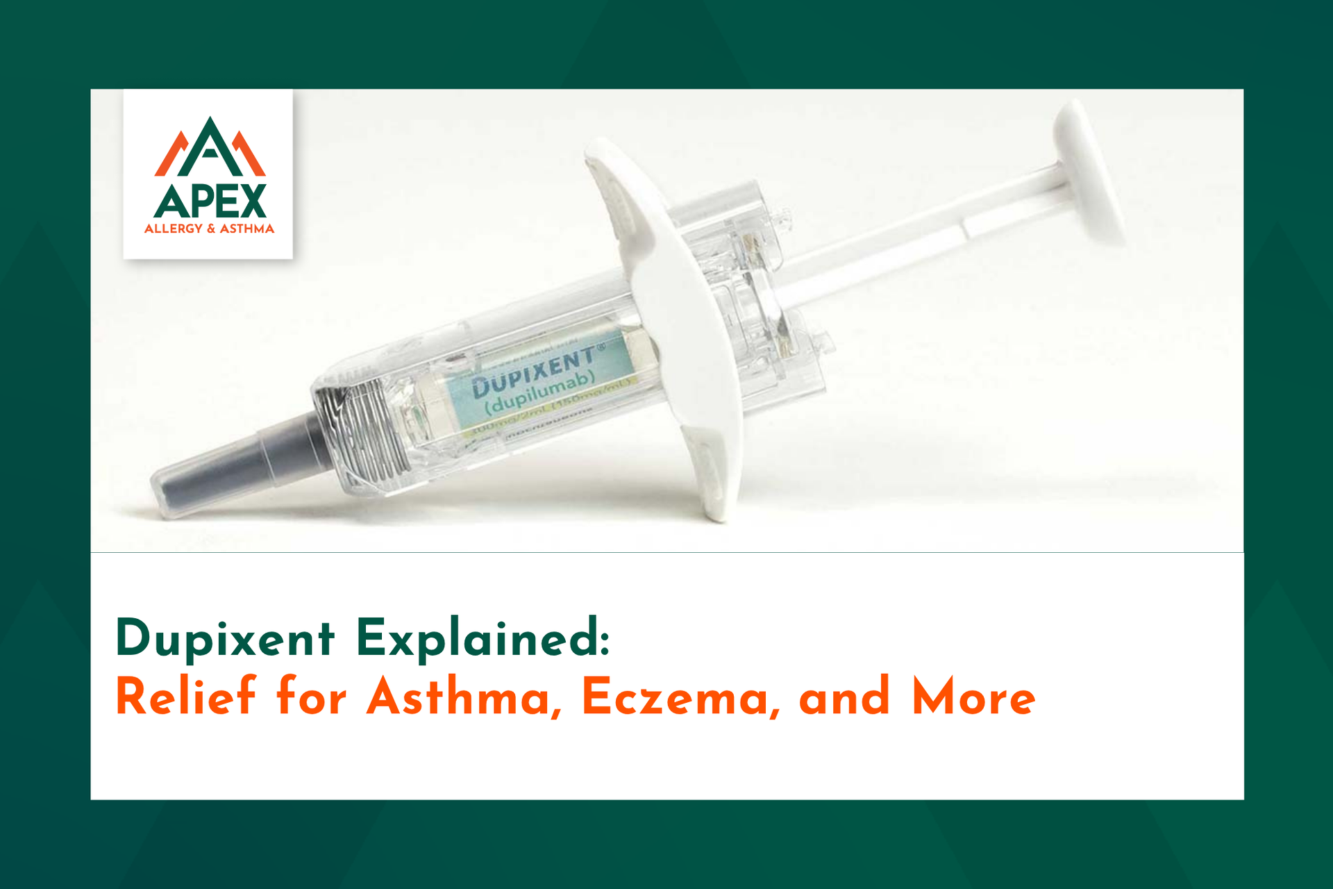 A healthcare provider prepares a Dupixent injection for a patient.