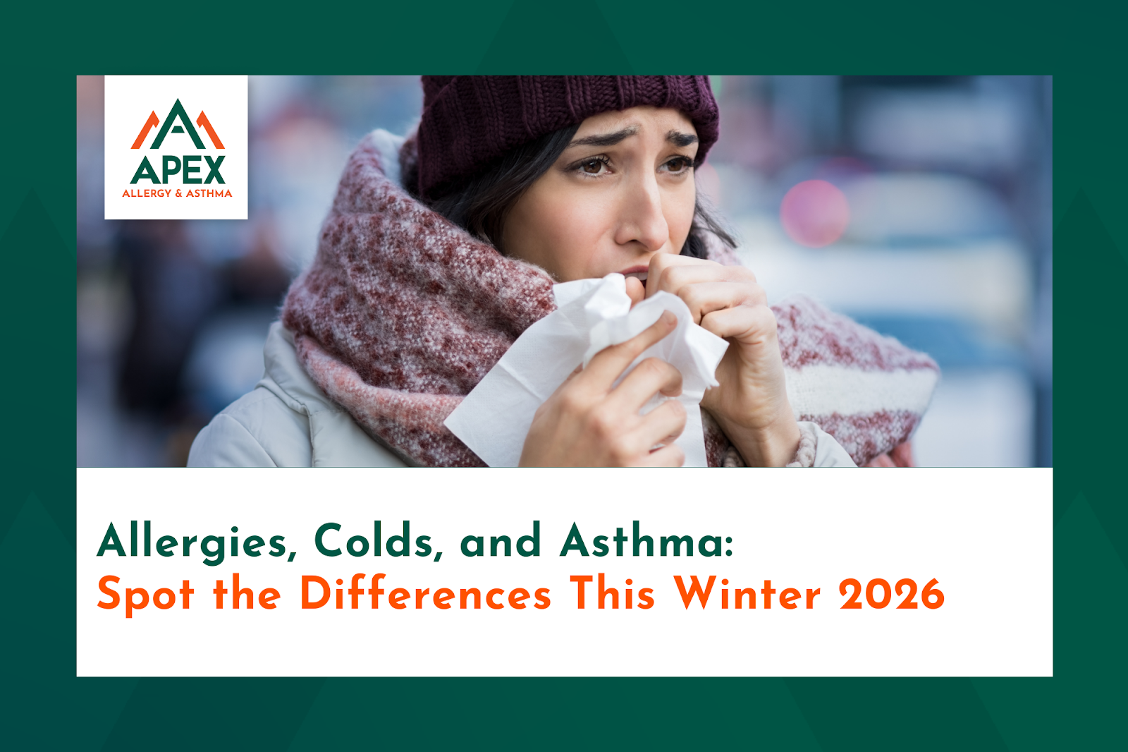 A woman suffers from constant sneezing and congestion, which may be signs of an allergy. 