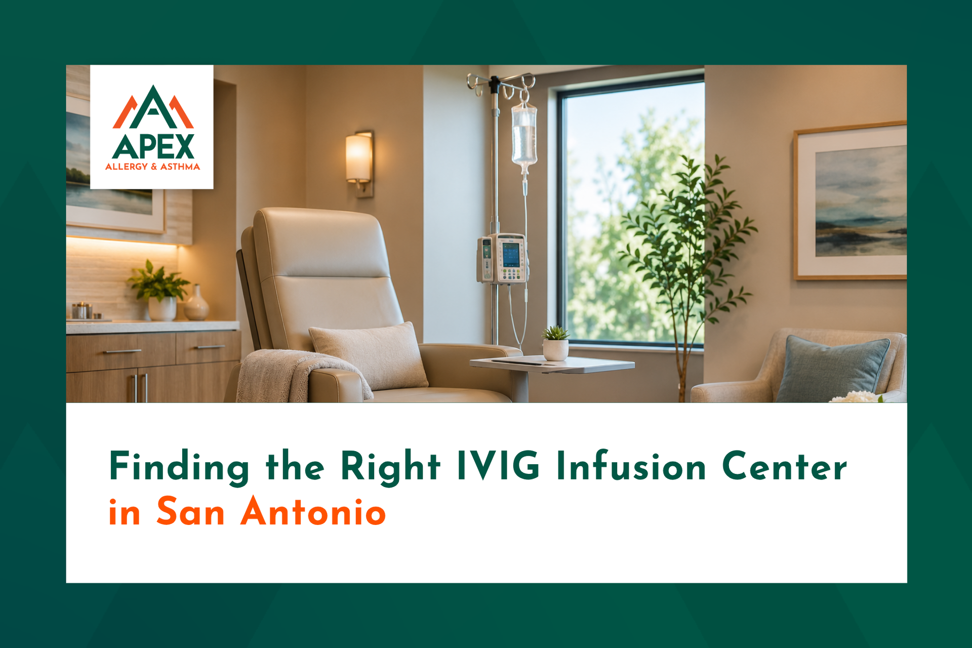 Patient-ready infusion suite at a private IVIG infusion center in San Antonio, TX