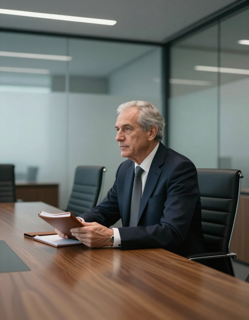 Senior professional in a boardroom setting