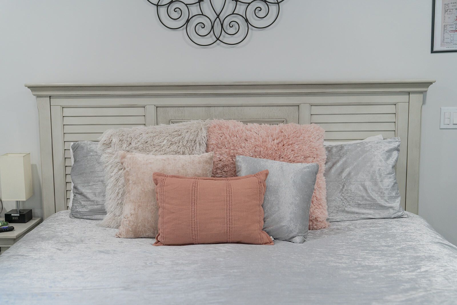pillows stacked on bed