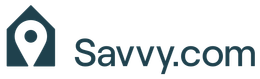 The logo for savvy.com is a house with a point on it.