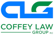 A blue and green logo for coffey law group p.c.