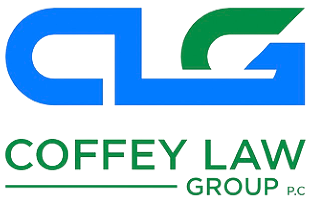 A blue and green logo for coffey law group p.c.