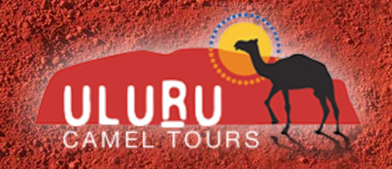 A logo for uluru camel tours with a camel on it