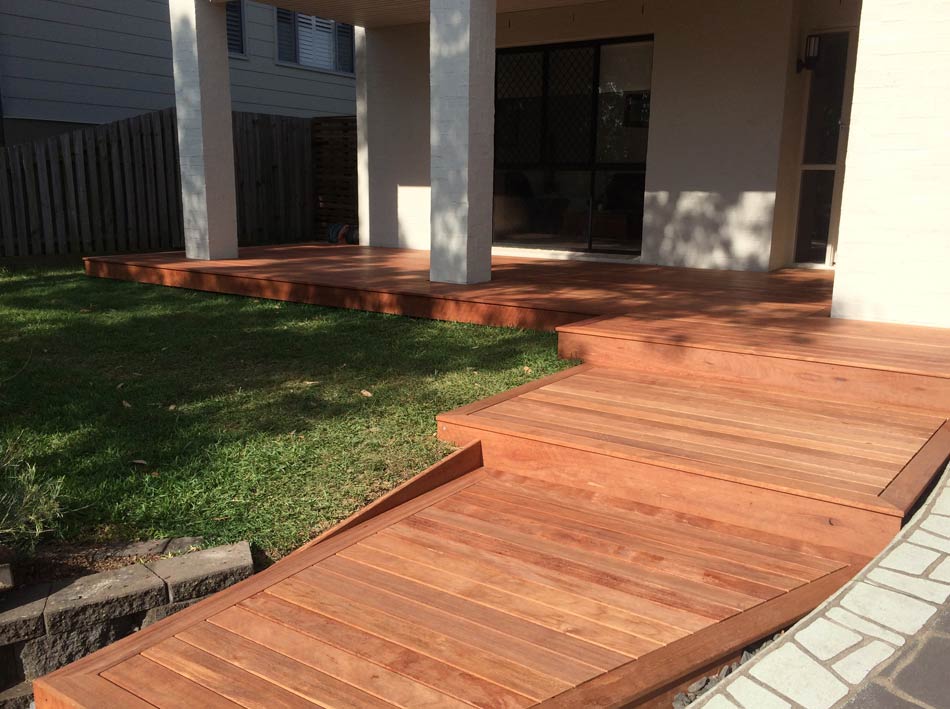 long wood steps leading to deck
