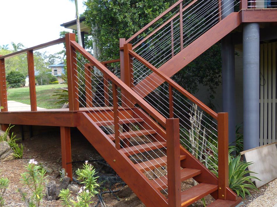 wood steps with railing