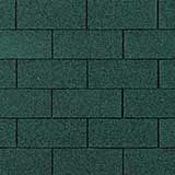 A repeating pattern of dark green rectangular roof shingles arranged in a staggered, brick-like layout.
