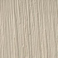 A close-up view of beige siding material featuring a vertical, linear texture mimicking wood grain.