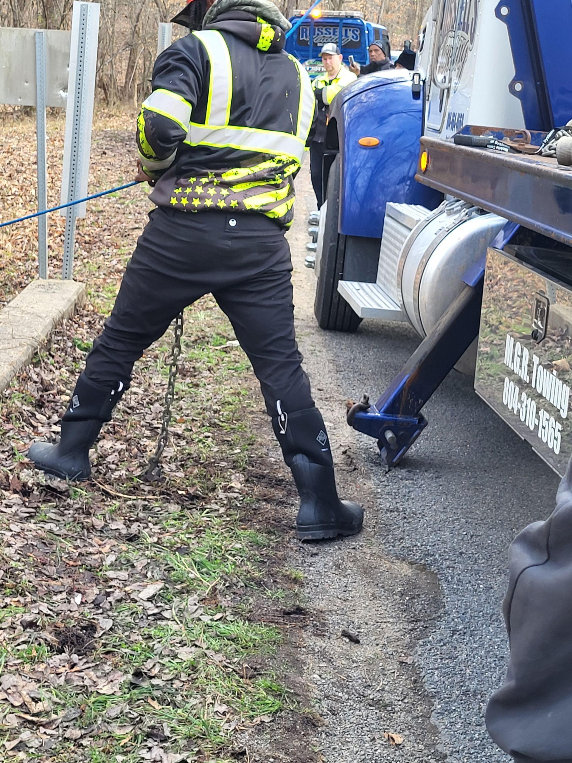 Tow operator doing a water recovery.