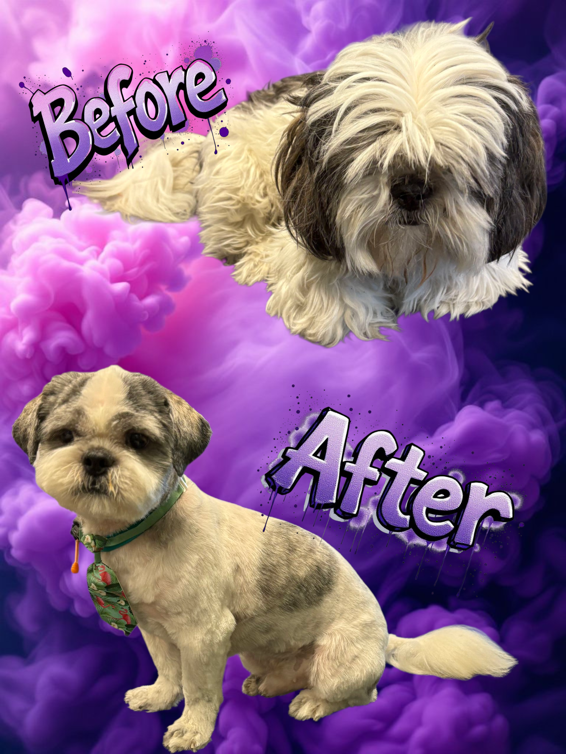 A silhouette of a dog made of words on a white background.