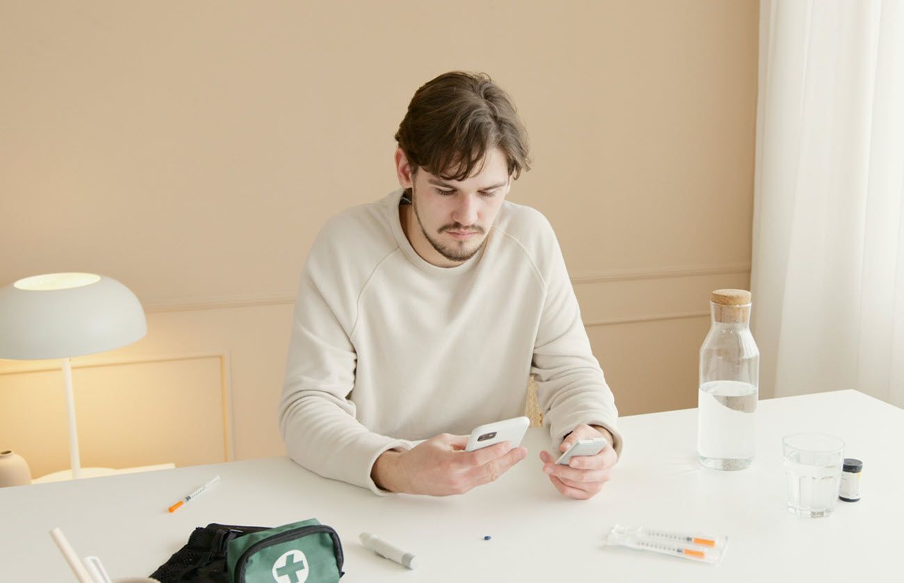 Man checking medical tests.