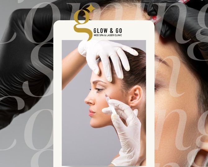 A woman is getting a botox treatment on her face.