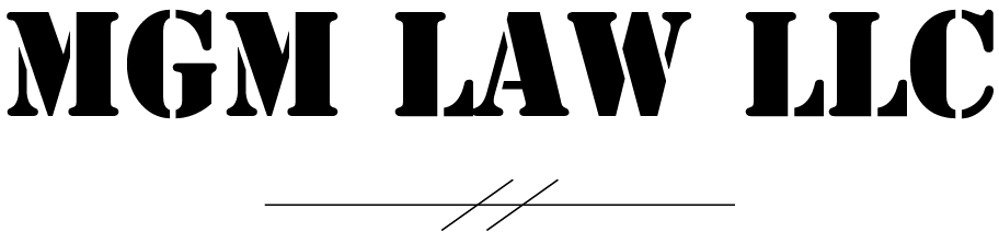 A logo for mgm law llc is shown on a white background.