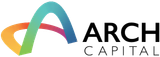 Logo for Arch Capital: Colorful curved arch graphic next to the words 