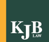 KJB Law logo: White initials KJB on a dark green background with 