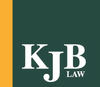 KJB Law logo: White initials KJB on a dark green background with 