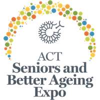 Expo banner: ACT Seniors and Better Ageing Expo. Featuring seniors, date, location, and entertainment.