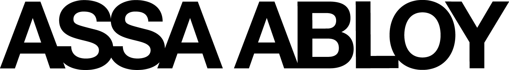 A black and white logo for assa abloy on a white background