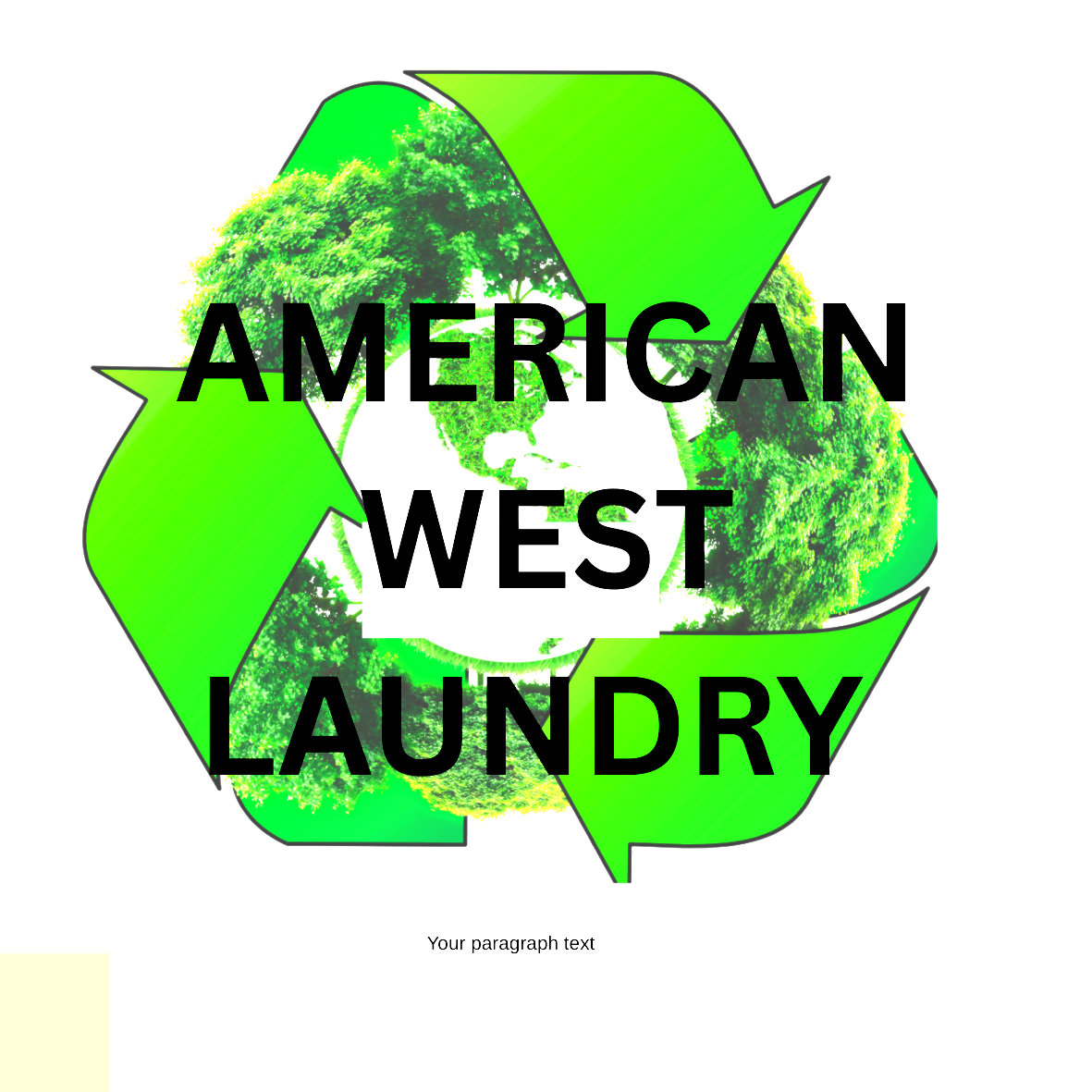American West Laundry logo with a recycling symbol, trees, and green arrows.