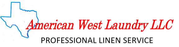 Logo of American West Laundry LLC with a Texas outline and text