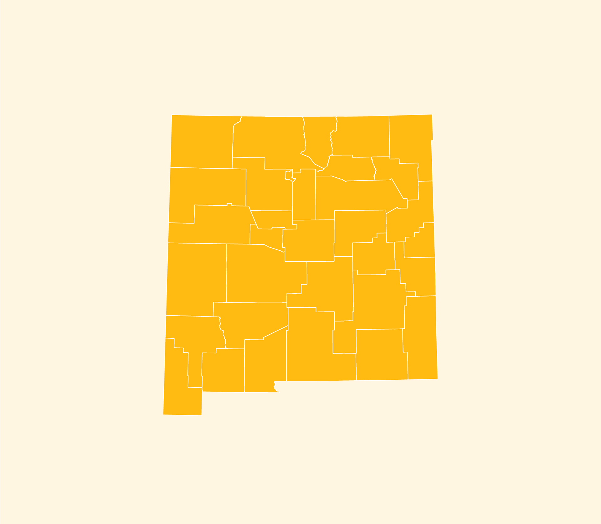 Map highlighting New Mexico counties served by Yes ABA Therapy