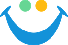 Smiling graphic with two colorful circles