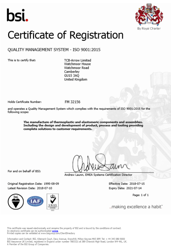 It is a certificate of registration that says bsi.